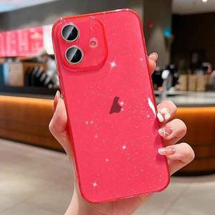 For iPhone 12 Glitter Powder TPU Phone Case(Transparent Red)