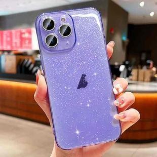 For iPhone 11 Pro Max Glitter Powder TPU Phone Case(Transparent Purple)