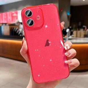 For iPhone 11 Glitter Powder TPU Phone Case(Transparent Red)