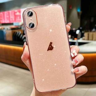 For iPhone XS / X Glitter Powder TPU Phone Case(Transparent Pink)