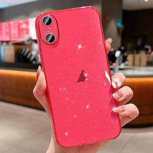 For iPhone XS / X Glitter Powder TPU Phone Case(Transparent Red)