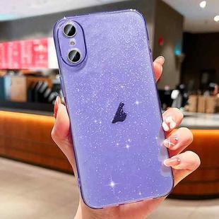 For iPhone XS / X Glitter Powder TPU Phone Case(Transparent Purple)