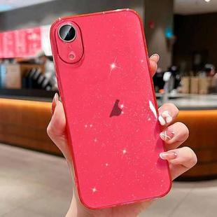 For iPhone XR Glitter Powder TPU Phone Case(Transparent Red)