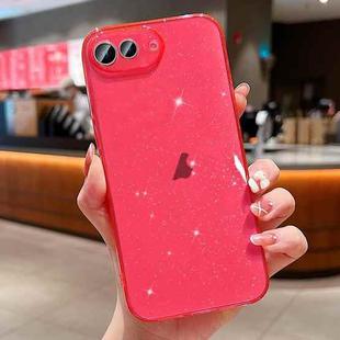 For iPhone 8 Plus / 7 Plus Glitter Powder TPU Phone Case(Transparent Red)