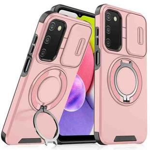 For Samsung Galaxy A03s Sliding Camshield Ring Holder Phone Case(Pink)