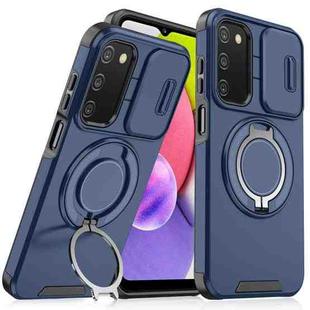 For Samsung Galaxy A03s Sliding Camshield Ring Holder Phone Case(Blue)