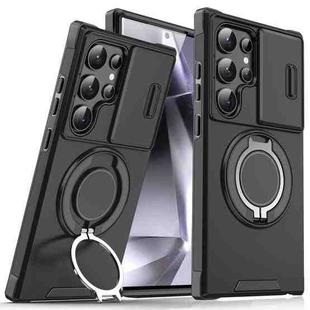 For Samsung Galaxy S24 Ultra 5G Sliding Camshield Ring Holder Phone Case(Black)