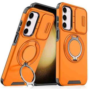 For Samsung Galaxy S23+ 5G Sliding Camshield Ring Holder Phone Case(Orange)
