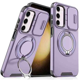 For Samsung Galaxy S23 5G Sliding Camshield Ring Holder Phone Case(Purple)