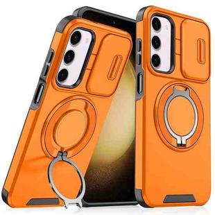 For Samsung Galaxy S23 5G Sliding Camshield Ring Holder Phone Case(Orange)