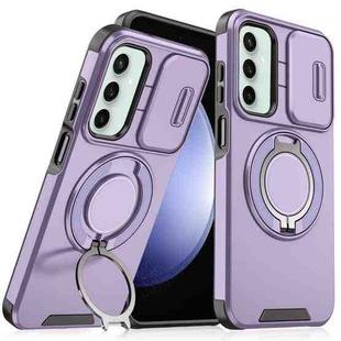 For Samsung Galaxy S23 FE 5G Sliding Camshield Ring Holder Phone Case(Purple)