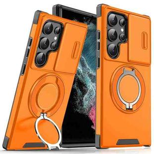 For Samsung Galaxy S22 Ultra 5G Sliding Camshield Ring Holder Phone Case(Orange)