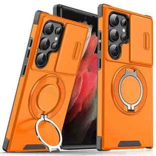For Samsung Galaxy S21 Ultra 5G Sliding Camshield Ring Holder Phone Case(Orange)