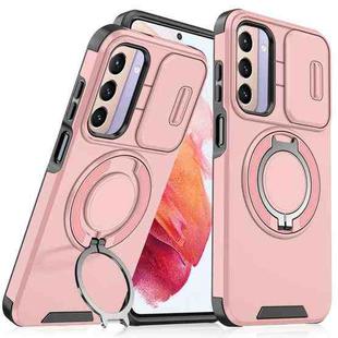 For Samsung Galaxy S21 5G Sliding Camshield Ring Holder Phone Case(Pink)