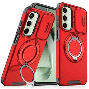 For Samsung Galaxy S24 FE 5G Sliding Camshield Ring Holder Phone Case(Red)