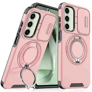 For Samsung Galaxy S24 FE 5G Sliding Camshield Ring Holder Phone Case(Pink)