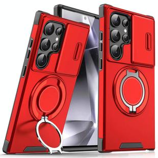 For Samsung Galaxy S25 Ultra 5G Sliding Camshield Ring Holder Phone Case(Red)