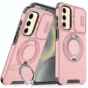 For Samsung Galaxy S25+ 5G Sliding Camshield Ring Holder Phone Case(Pink)