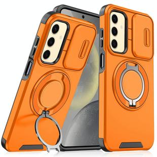 For Samsung Galaxy S25 5G Sliding Camshield Ring Holder Phone Case(Orange)