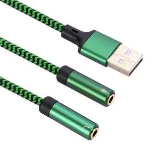 USB-A to Dual 3.5mm Separate Style Audio Adapter Cable, Length:0.5m(Green)