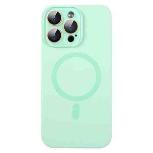 For iPhone 15 Pro Liquid Silicone MagSafe Full Coverage Phone Case with Lens Film(Green)