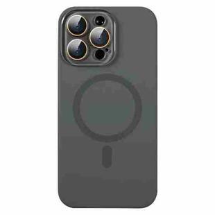 For iPhone 15 Pro Liquid Silicone MagSafe Full Coverage Phone Case with Lens Film(Grey)