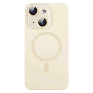 For iPhone 15 MagSafe Liquid Silicone Full Coverage Phone Case with Lens Film(White)