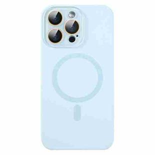 For iPhone 14 Pro Max MagSafe Liquid Silicone Full Coverage Phone Case with Lens Film(Blue)
