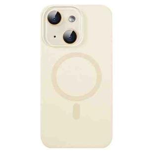 For iPhone 13 MagSafe Liquid Silicone Full Coverage Phone Case with Lens Film(White)
