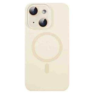 For iPhone 13 Liquid Silicone MagSafe Full Coverage Phone Case with Lens Film(White)