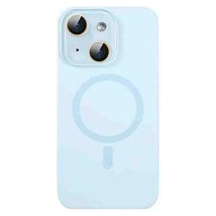 For iPhone 13 MagSafe Liquid Silicone Full Coverage Phone Case with Lens Film(Blue)