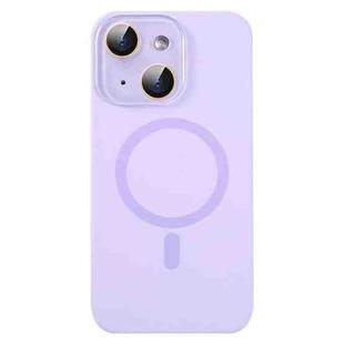 For iPhone 13 MagSafe Liquid Silicone Full Coverage Phone Case with Lens Film(Purple)