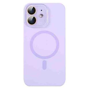 For iPhone 12 MagSafe Liquid Silicone Full Coverage Phone Case with Lens Film(Purple)