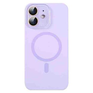 For iPhone 12 Liquid Silicone MagSafe Full Coverage Phone Case with Lens Film(Purple)