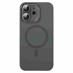 For iPhone 12 MagSafe Liquid Silicone Full Coverage Phone Case with Lens Film(Grey)