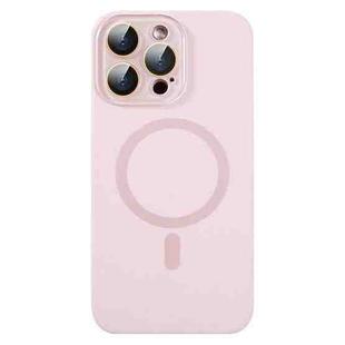 For iPhone 12 Pro MagSafe Liquid Silicone Full Coverage Phone Case with Lens Film(Pink)