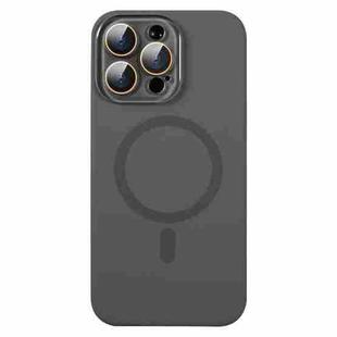 For iPhone 12 Pro MagSafe Liquid Silicone Full Coverage Phone Case with Lens Film(Grey)