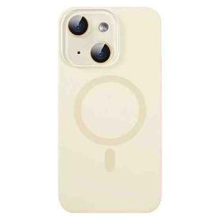 For iPhone 15 Plus MagSafe Liquid Silicone Full Coverage Phone Case with Lens Film(White)