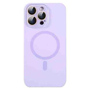 For iPhone 16 Pro Max Liquid Silicone MagSafe Full Coverage Phone Case with Lens Film(Purple)