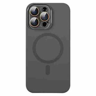 For iPhone 16 Pro Max Liquid Silicone MagSafe Full Coverage Phone Case with Lens Film(Grey)