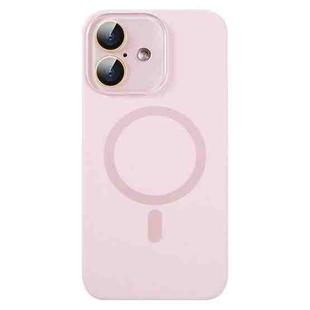 For iPhone 16 Liquid Silicone MagSafe Full Coverage Phone Case with Lens Film(Pink)