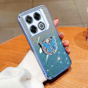 For Infinix GT 20 Pro Plated Gradient Glitter Butterfly Holder TPU Phone Case(Sierra Blue)