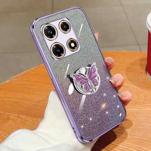 For Infinix Note 30 Pro Plated Gradient Glitter Butterfly Holder TPU Phone Case(Purple)