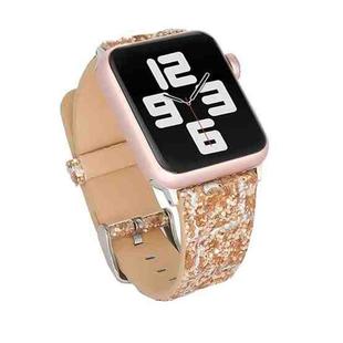 For Apple Watch 5 & 4 44mm / 3 & 2 & 1 42mm Glitter Sequins Leather Watch Band(Rose Gold)