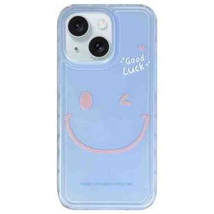 For iPhone 15 Creative Edge Simple Smiley Face Pattern TPU + PC Phone Case(Blue)