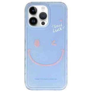 For iPhone 14 Pro Creative Edge Simple Smiley Face Pattern TPU + PC Phone Case(Blue)