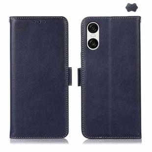 For Sony Xperia 10 VI Magnetic Crazy Horse Texture Genuine Leather RFID Phone Case(Blue)