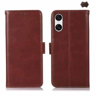 For Sony Xperia 10 VI Magnetic Crazy Horse Texture Genuine Leather RFID Phone Case(Brown)