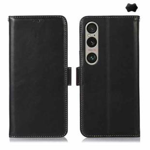 For Sony Xperia 1 VI Magnetic Crazy Horse Texture Genuine Leather RFID Phone Case(Black)