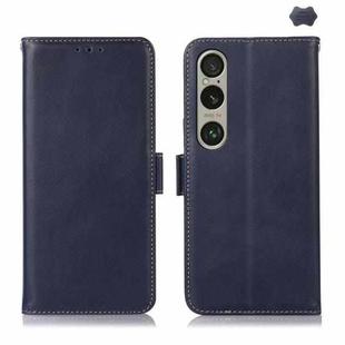 For Sony Xperia 1 VI Magnetic Crazy Horse Texture Genuine Leather RFID Phone Case(Blue)